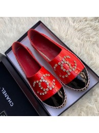 Fake Chanel Patent Leather Crystal CC Espadrilles Red 2019 Collection AQ00726