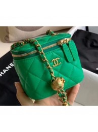 Fake Chanel Pearl on Chain Small Classic Box with Chain Bag AP1447 Green 2020 AQ04158