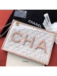 Fake Chanel PVC and Tweed Large Pouch AP0360 Nude 2019 Collection AQ03619