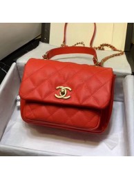 Fake Chanel Quilted Calfskin Medium Flap Bag with Top Handle AS1155 Red 2020 Collection AQ04030