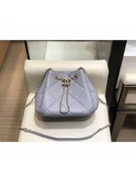 Fake Chanel Quilted Lambskin Small Drawstring Bucket Bag AS1801 Gray/Gold 2020 Collection AQ01564