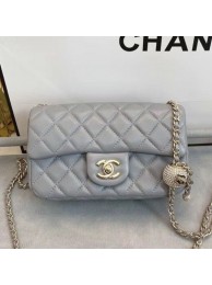 Fake Chanel Quilted Leather Flap Bag with Crystal Ball AS1787 Gray 2020 Collection AQ02211