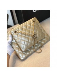 Fake Chanel Quilted Shiny Lambskin Double Clutch with Chain AP1073 Gold 2019 Collection AQ01471