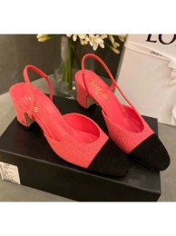 Fake Chanel Tweed Slingbacks G31318 Peach/Black 2020 Collection AQ01092