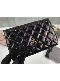 Fake Chanel Wallet On Chain WOC Bag in Patent Leather Black/Gold AQ03815