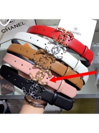 Fake Chanel Width 3cm Smooth Leather Belt with Chain CC Buckle Pink/Gold 2020 Collection AQ02120