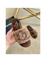 Fake Chanel Wool Flat Sandals Brown 2020 AQ03025