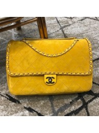 Fake Chanel x Pharrell Oversize Suede Flap Bag Yellow 2019 Collection AQ02073