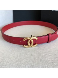 Fake Designer Chanel Reversible Calfskin Belt 30mm with CC Buckle Cherry Red Collection AQ03122