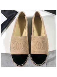 Fake Designer Chanel Suede CC Logo Espadrilles Beige/Black AQ02475