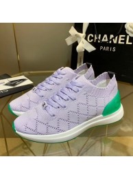 Fake High Quality Chanel Quilted Knit Fabric Sneakers G35549 Light Purple 2020 Collection AQ03699