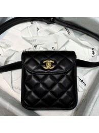 Fake Imitation Chanel Vintage Quilted Lambskin Waist Bag A88861 Black 2020 Collection AQ03903