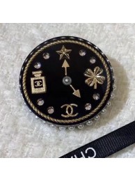 Fake Luxury Chanel Clock Round Brooch AB3242 Black 2019 Collection AQ00689