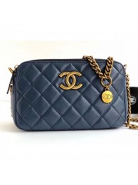 Fake Replica Chanel Calfskin Quilting Shoulder Camera Case Bag Blue AQ01474