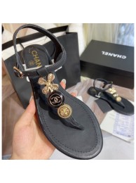 Fake Replica Chanel Clover Thong Sandals Black 2020 AQ04391