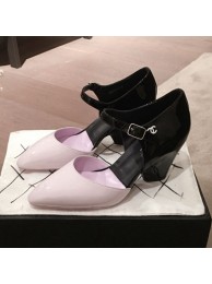 Fake Replica Chanel Patent Calfskin Mary Jane Pumps G35426 Purple/Black 2020 Collection AQ00868