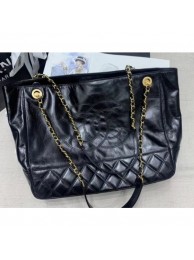 Fake Replica Chanel Waxy Calfskin Shopping Tote Bag Black 2020 AQ04109