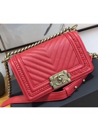 Fake Top Chanel Chevron Boy Braided Small Flap Bag Red Cruise 2018 AQ01616