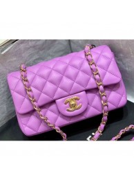 Fake Top Chanel Original Quality Small Classic Flap Bag 1116 in Sheepskin Mauve with Gold Hardware AQ02766