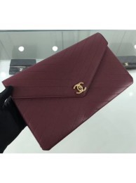 Fashion Chanel Chevron Envelope Flap Clutch Bag Burgundy AQ04338