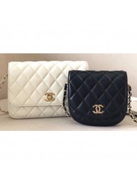 Fashion Fake Chanel Lambskin Two-Tone Side Pack Bag AS0649 Black/White 2019 AQ01642