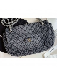 Fashion Imitation Chanel Denim Large Classic Flap Bag Gray 2020 AQ03314