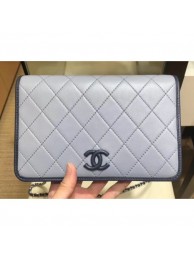 Fashion Replica Chanel Lambskin Wallet On Chain WOC Bag AP0059 Light Gray 2019 AQ03946