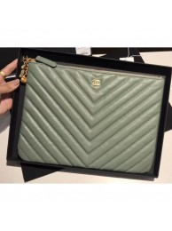 First-class Quality Chanel Caviar Leather Owl Charms Chevron Pouch Clutch Small Bag A82545 Green 2018 AQ02405