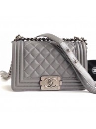 First-class Quality Chanel Lambskin Boy Flap Small Bag Gray/Silver AQ01342