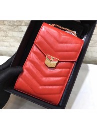 High Imitation Chanel Chevron Vintage Logo Calfskin Clutch with Chain Phone Bag A81226 Orange 2018 AQ02835