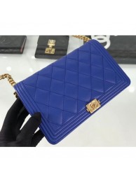 High Imitation Chanel Lambskin Boy Wallet On Chain WOC Bag A81969 Blue/Gold 2019 AQ03999