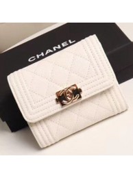 High Imitation Chanel Quilted Grained Calfskin Boy Small Flap Wallet A81996 White 2019 Collection AQ04104