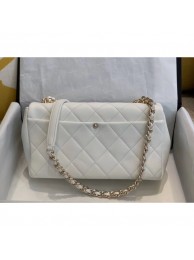 High Imitation Chanel Quilted Lambskin Large Flap Bag with Resin Chain AS1354 White 2019 Collection AQ02057