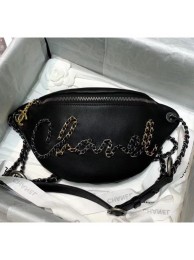 High Quality Chanel Calfskin & Chain Logo Waist Bag AS1783 Black 2020 Collection AQ04386