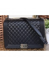 High Quality Chanel Caviar Leather Boy Flap Large Bag Black/Silver AQ01602