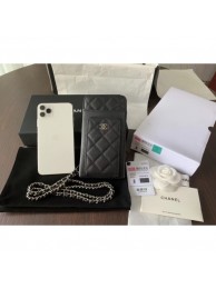 High Quality chanel caviar leather classic clutch with chain black with silver hardware 2020 AQ01954