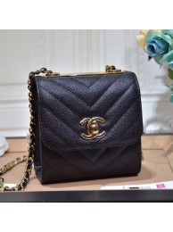 High Quality Chanel Chevron Grained Calfskin Clutch with Chain A81633 Black 2019 Collection AQ04047