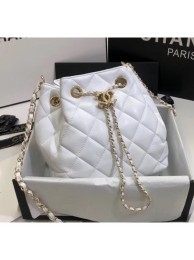 High Quality Chanel Lambskin Large Drawstring Bag With Chain AS1699 White 2020 Collection AQ01007