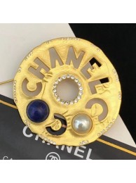 High Quality Chanel Round Metal Cutout Lettering Brooch AB1602 Gold/Blue 2019 Collection AQ03231