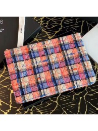 High Quality Chanel Tweed Large Pouch Orange/Blue/Pink 2020 Collection AQ03987