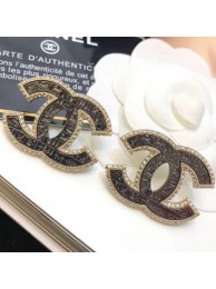 High Quality Chanel Vintage Textured Crystal Trim CC Earrings Black 2019 Collection AQ04256