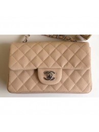 High Quality Imitation Chanel Caviar Leather Small Classic Flap Bag A1116 Beige/Silver AQ01915