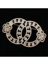 High Quality Imitation Chanel CC Bloom Brooch Gold/Crystal/Pearly White 2019 Collection AQ03575