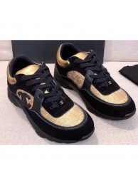 High Quality Imitation Chanel CC Logo Sneakers G34360 Black/Gold 2019 AQ02820