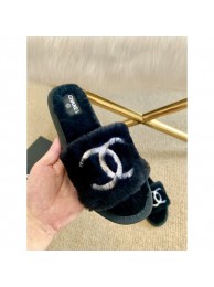 High Quality Replica Chanel Wool Flat Sandals Blue/White 2020 AQ01688