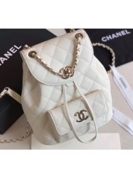 Hot Chanel Caviar Leather Vintage Duma Backpack Bag AS1371 White 2020 AQ03652