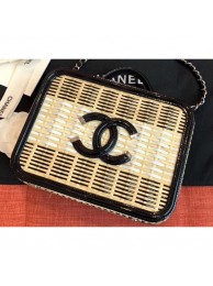 Hot Chanel Rattan/Patent Calfskin CC Filigree Vanity Case Medium Bag A93343 2019 AQ02013