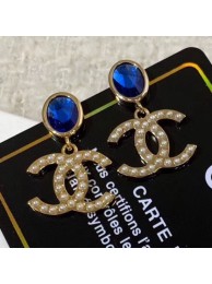 Hot Chanel Stone CC Pendant Short Earrings Blue 2019 Collection AQ02531