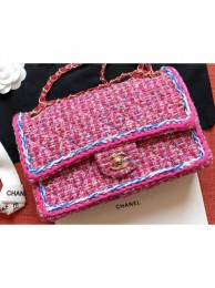 Hot Chanel Tweed Braided Classic Flap Medium Bag Fuchsia 2019 AQ02862