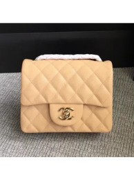 Hot Copy Chanel Classic Flap Mini Bag A1115 in Caviar Leather Apricot with Golden Hardware AQ01701